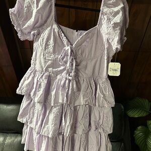 Lavender Tiered Ruffle Dress